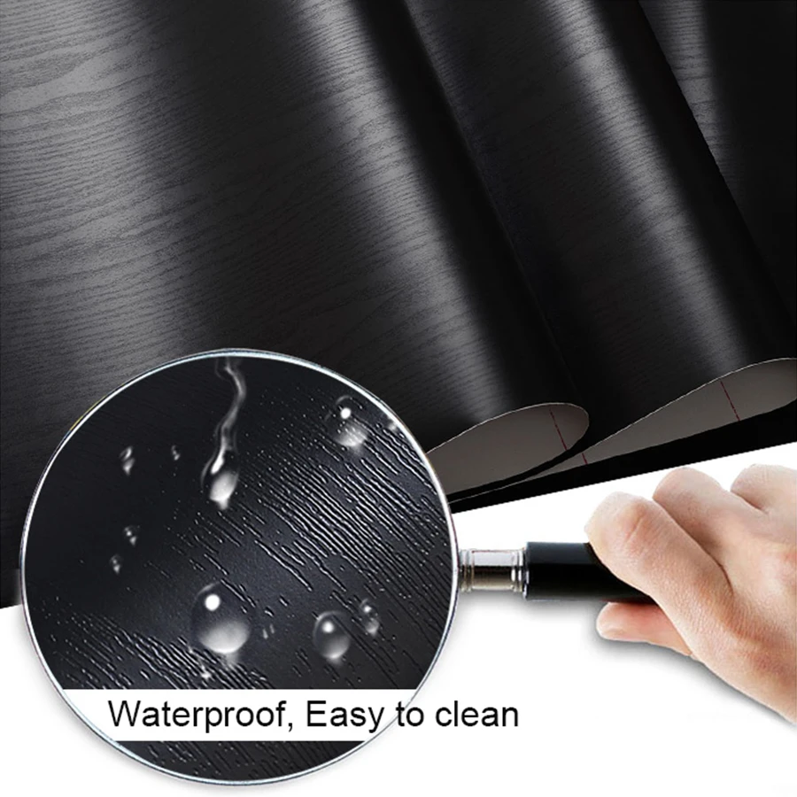 Черная мебель водонепроницаемые настенные наклейки дерево зерно ПВХ