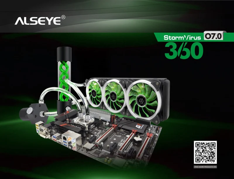 ALSEYE резервуар для охлаждения воды DIY 255 мм G1/4 т-вирусный резервуар для охлаждения воды для игрового ПК(красный, синий, зеленый цвета