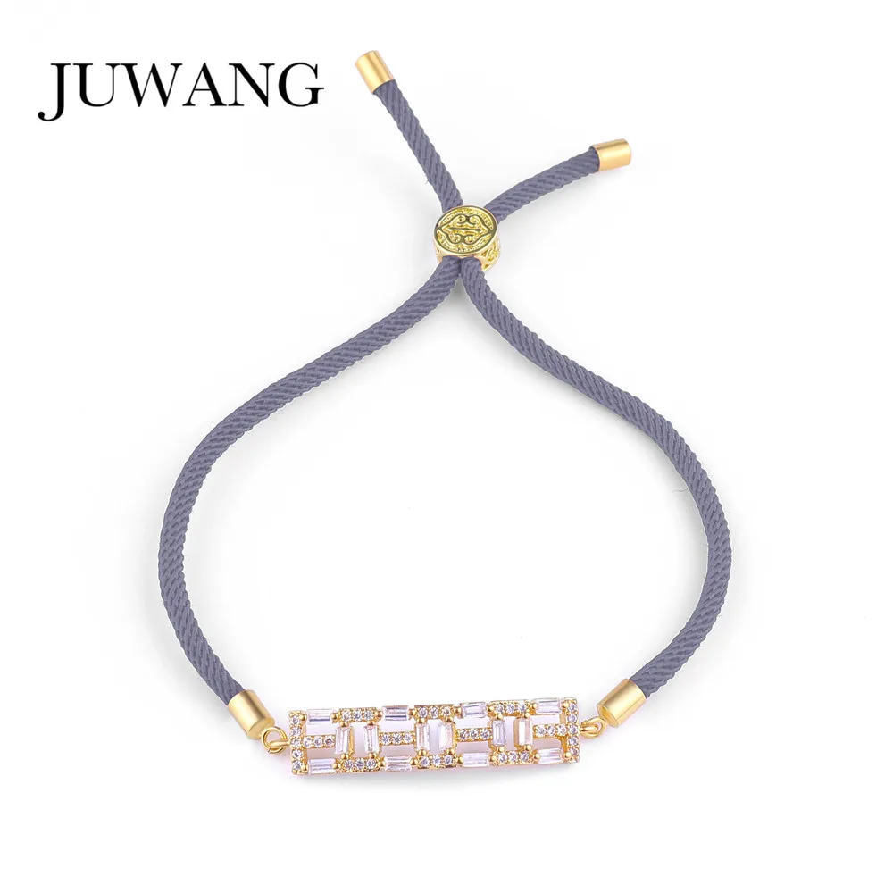 JUWANG New Fashion DIY Bracelet Bangles Jewelry For Woman Girls Zircon Tension Setting Strip Adjustable Rope Chain Bracelets | Украшения и