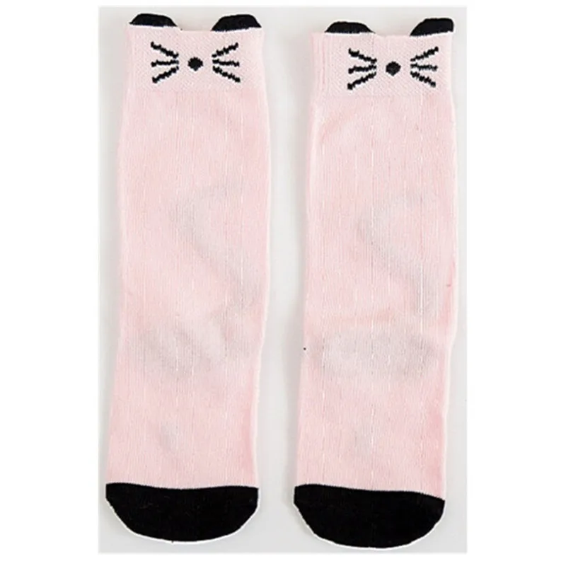 Pink Mouse Популярные милые Мультяшные детские носки животного Хлопковые носки для малышей до колена длинные гетры милые носочки для мальчиков и девочек носки для малышей 0-6 лет - Цвет: Pink Mouse