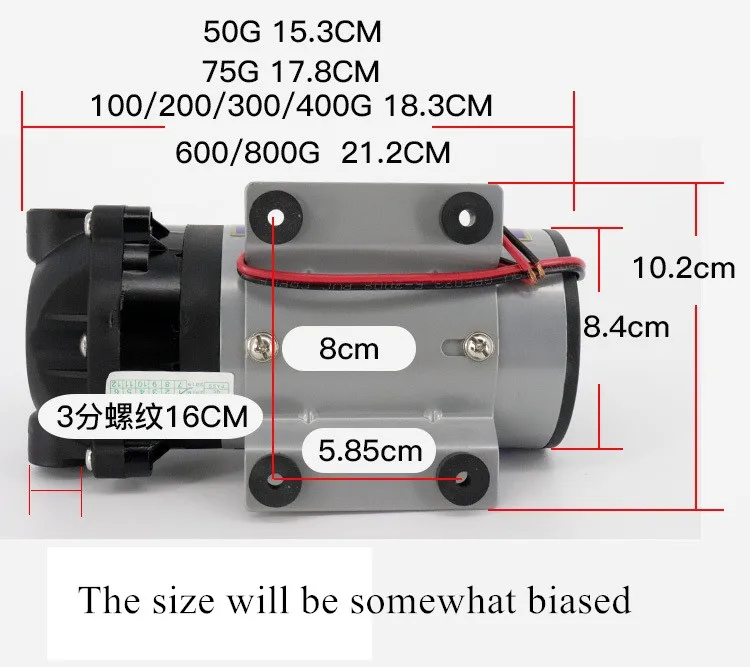 75-400 gpd 24v бустер воды мембранный насос естественное Давление Вакуумный фильтр для воды части для жилой системы обратного осмоса