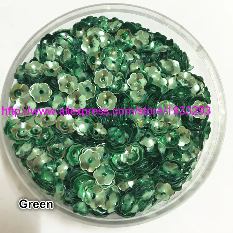 3000 шт. (50 г) 6 мм чашка с цветком сливы зеленого цвета свободные блестки пайетки для