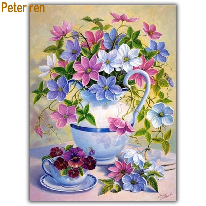 

5d diamond painting bedroom latest model drill cross stitch vase living room flower Square or Round diamond bedroom restaurant