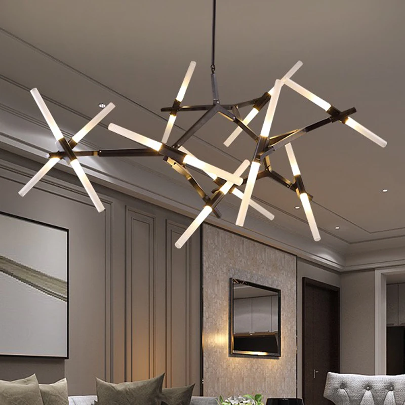 Lámpara colgante de doble tubo para sala de estar y comedor, luces colgantes de cristal con diseño italiano G9, estilo moderno y lujoso