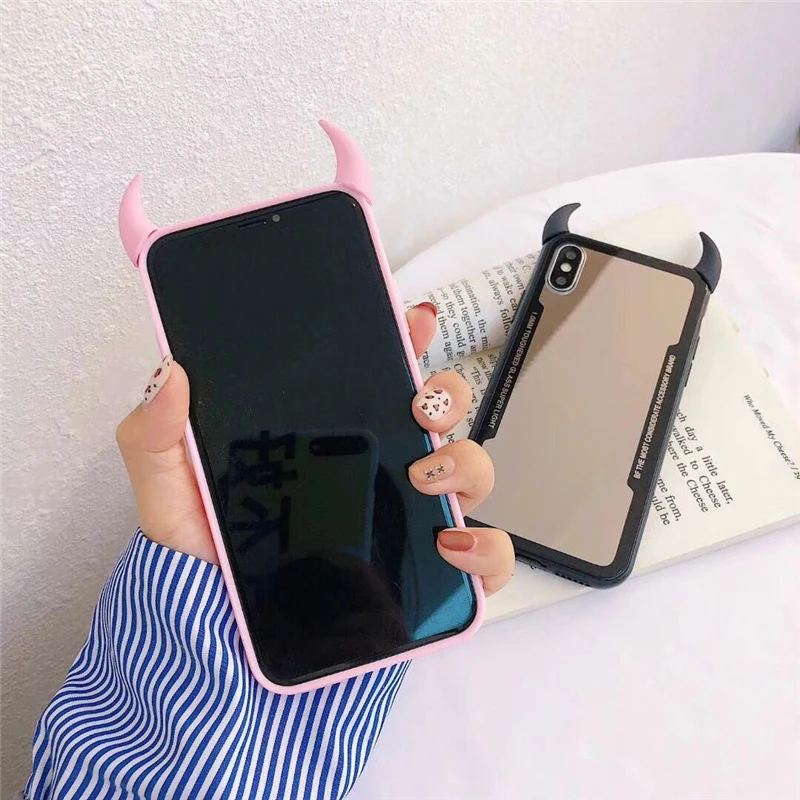 Милый персональный чехол для телефона с рогом дьявола для iPhone 11 Pro Max XR XS Max 7 8 6S Plus чехол мягкий акриловый прозрачный чехол для телефона