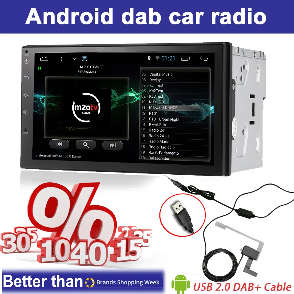 Автомагнитола Rhythm dab 2din Android 7 1 GPS + Wifi Bluetooth RDS радио четырехъядерный &quot+ экран 1024*600