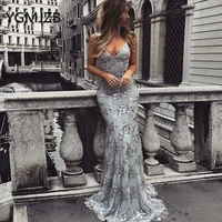 sparkly sequin evening dresses 2020 mermaid v neck spaghetti straps backless long women formal prom party gowns abendkleider