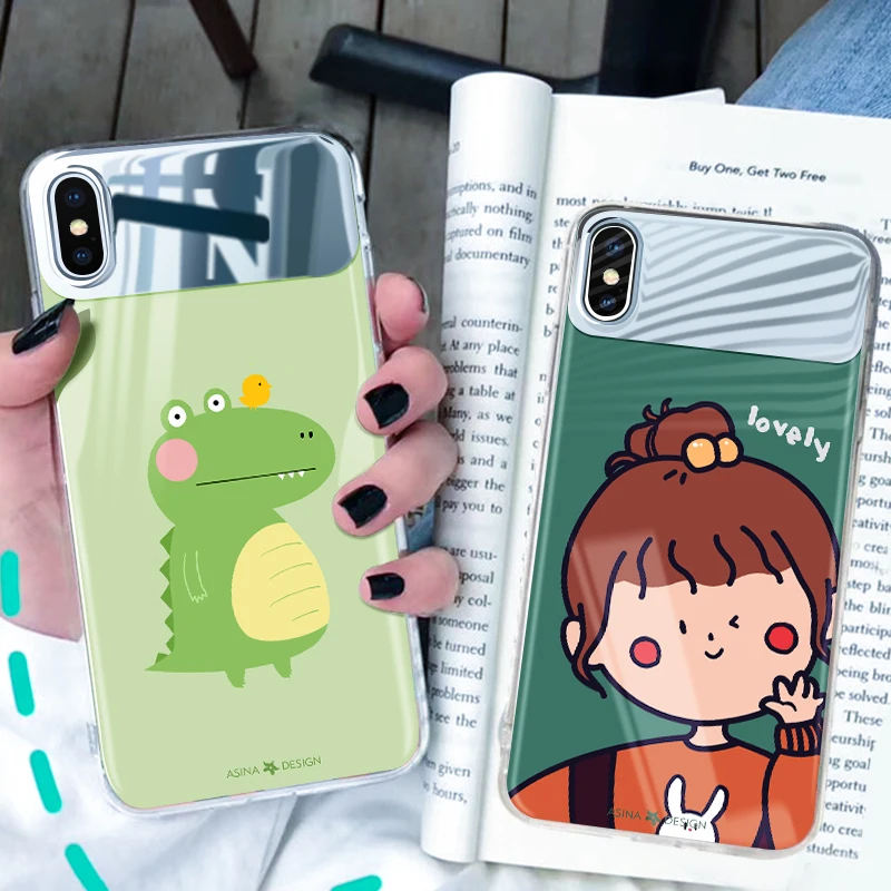Милое мультяшное Зеркало чехол для iPhone X XS MAX XR 7 8 силиконовый мягкий Plus бампер Funda