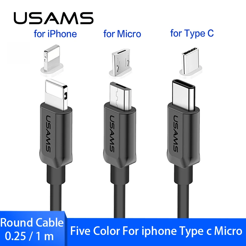 USAMS type C Micro USB кабель для зарядки 0 25 1 м iPhone 7 iPad iOS мобильный телефон Android