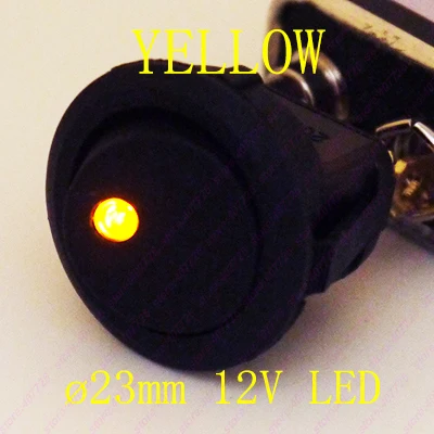 Круглый Кулисный переключатель dia.23 мм для автомобиля 100 шт. мини с LED Dot 12 В/16 А 3