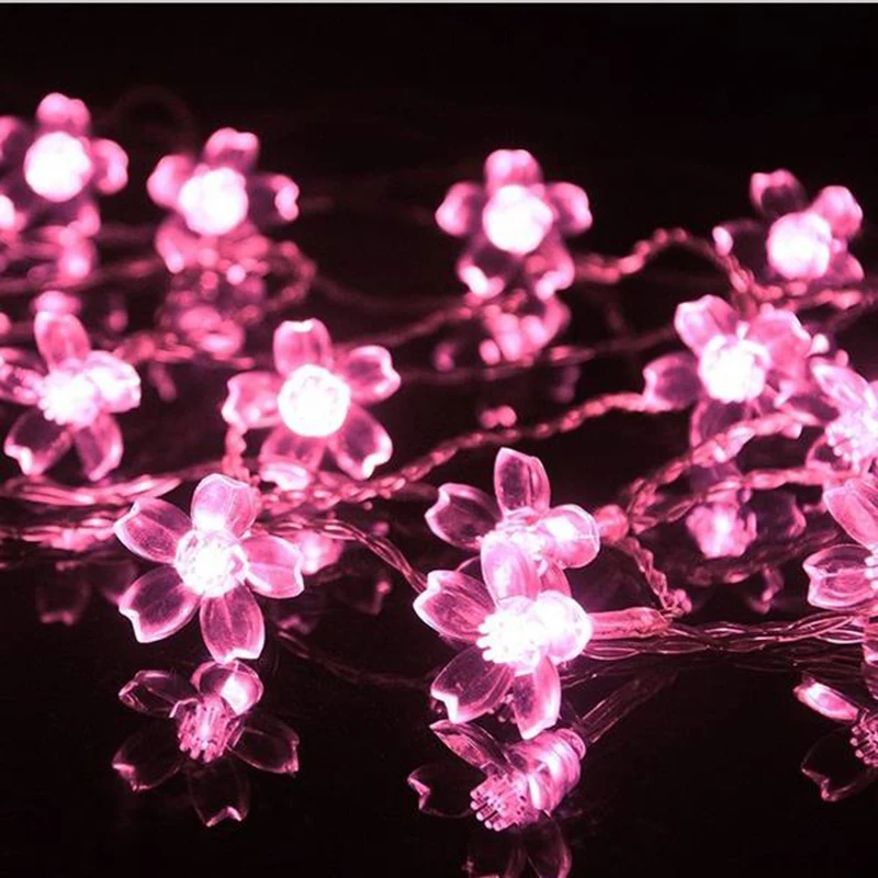 Dcloud Вишневый Peach Blossom Цветок СИД солнечный Fariy свет шнура 7 м 50LED открытый Рождество