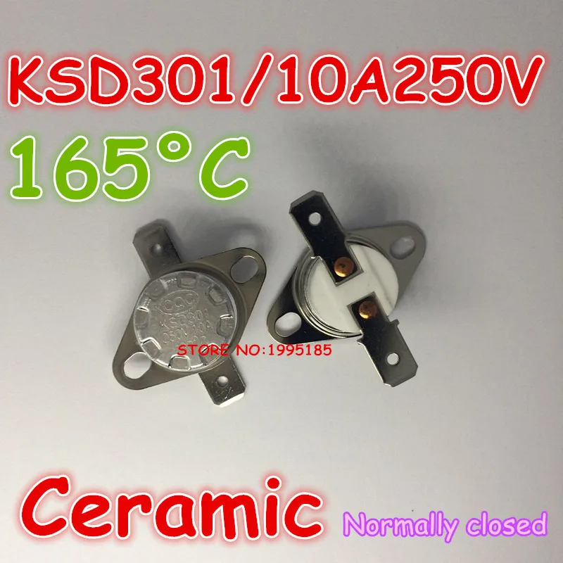 10 шт./лот KSD301 10A 250V 165 градусов C нормальный закрытый NC керамический термостат с