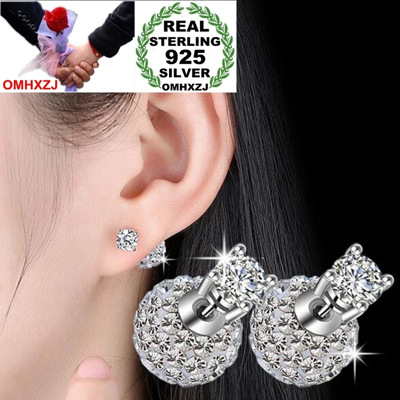 Женские серьги-гвоздики из серебра 925 пробы с цирконом