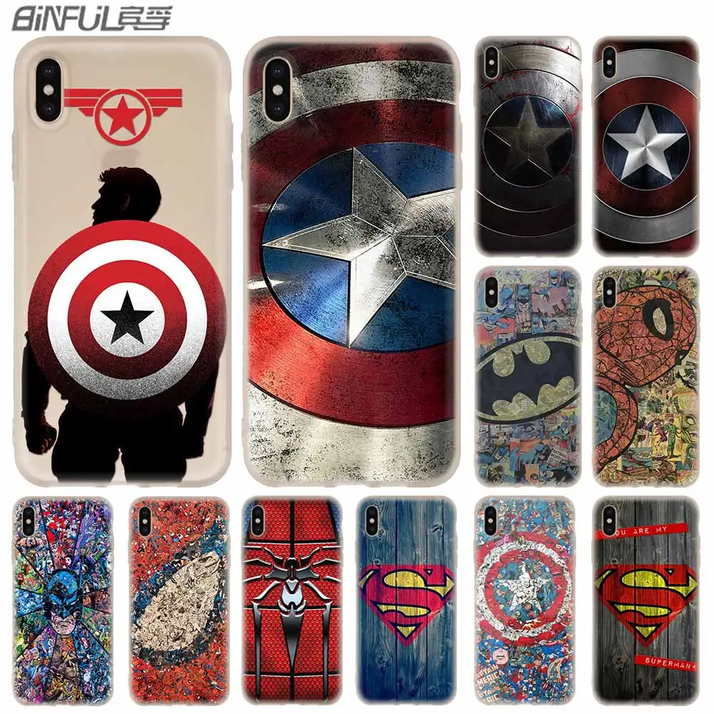 Чехол для телефона s силиконовый мягкий чехол для iPhone 11 Pro X XS Max XR 6 6S 7 8 Plus 5 4S SE Marvel Coque чехол Капитан Америка