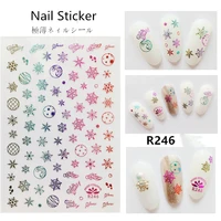 1 card nails adhesive glue tip colorful gold nail art 3d sticker for design christmas slider snowflake nails decal accessories