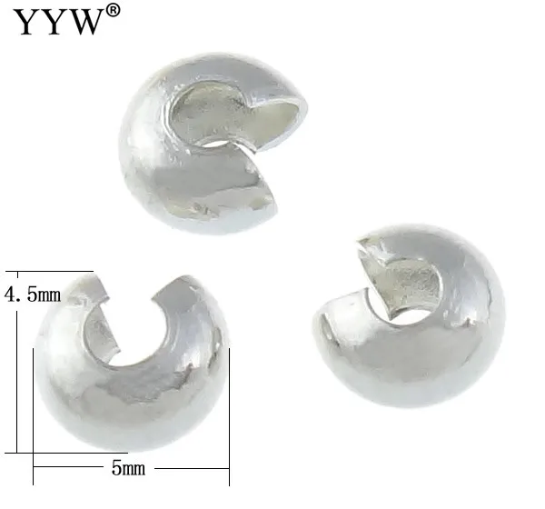 Free Shipping Wholesale 200PCS Crimp Beads 5mm Gold Silver Plated Conceal Knot cover Tube End Bead Cover | Украшения и аксессуары
