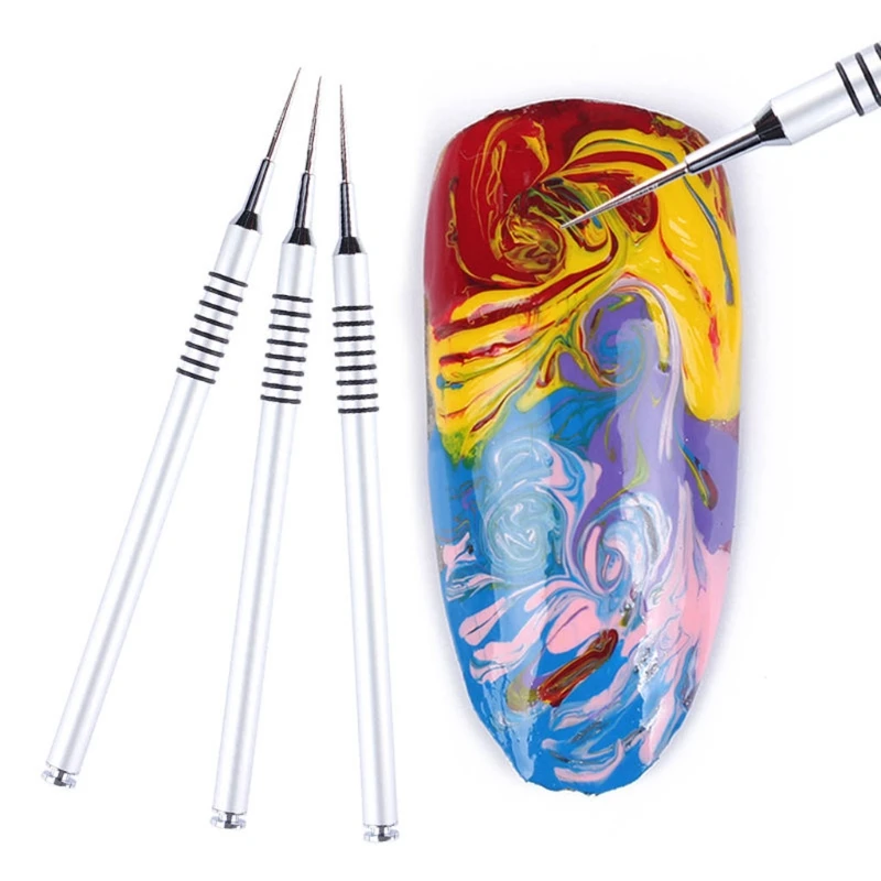 Manicure DIY Aluminum Handle Drawing Brush Nail Art Tools Painting Pen