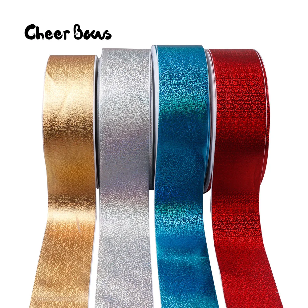 Лазерная Grosgrain лента ширина 75 мм одноцветная Золотая сделай сам бант для волос