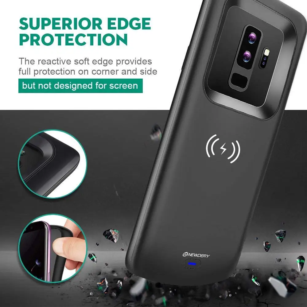 Чехол для аккумулятора samsung Galaxy S9 Plus, 5200 мАч, Беспроводная зарядка Qi, совместимый, Расширенный чехол для зарядного устройства для S9 4700 мАч