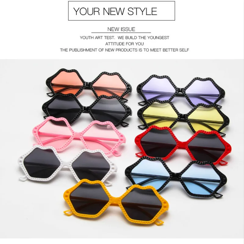 Новинка 2019 детские солнцезащитные очки в форме губ с защитой от ультрафиолета