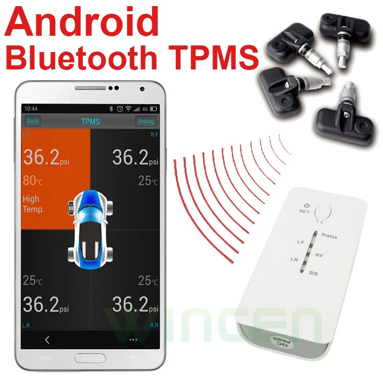 Система контроля давления в шинах TPMS беспроводная система с Bluetooth на Android