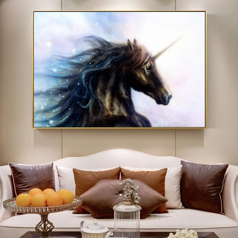 

Black Animals In Space Wall Paintings Print On Canvas Art Prints Black Horse Posters Home Wall Decorative Art Pictures Cuadros