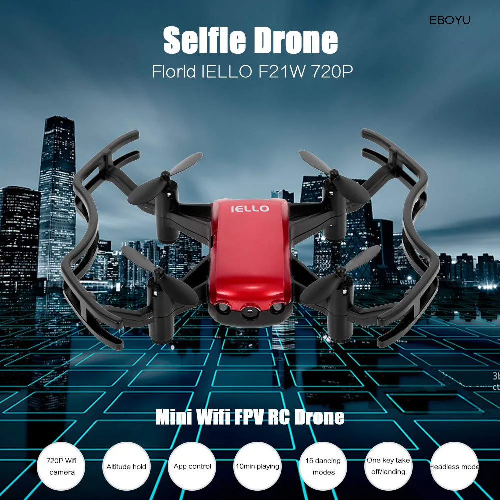 EBOYU F21W F21G Florld IELLO 720P Мини WiFi FPV Радиоуправляемый Дрон, удерживающий высоту, селфи-Дрон с управлением с приложением, Радиоуправляемый квадрокоптер, Дрон RTF