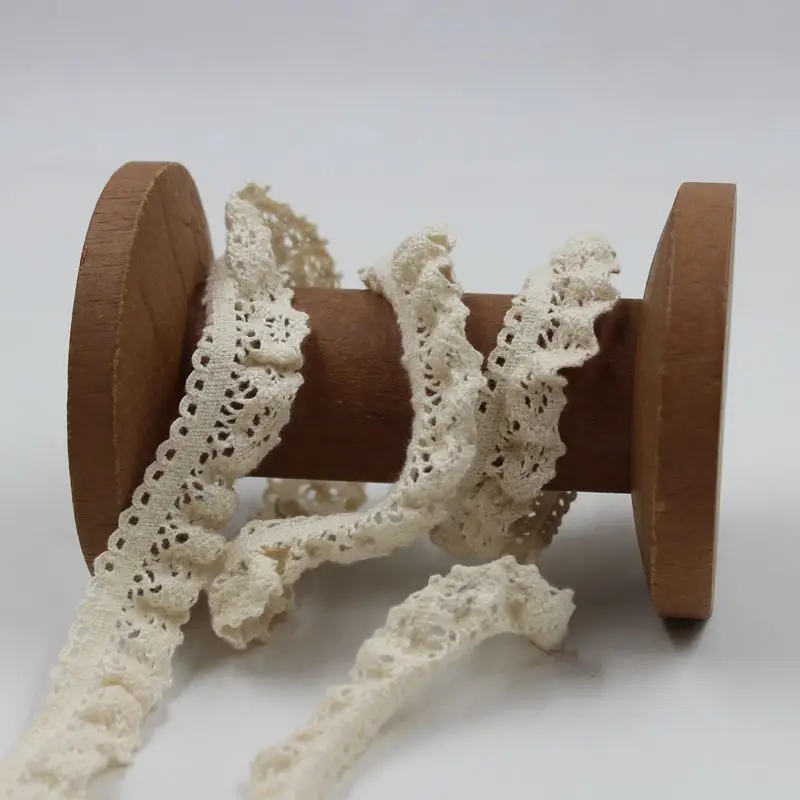 5 ярдов хлопковое кружево эластичное бежевое ажурное цветочное для ручной работы