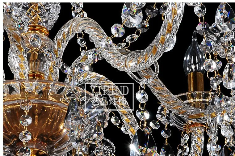 Витржавчина люстры 8 огней Современная Золотая хрустальная лампа K9 прозрачная