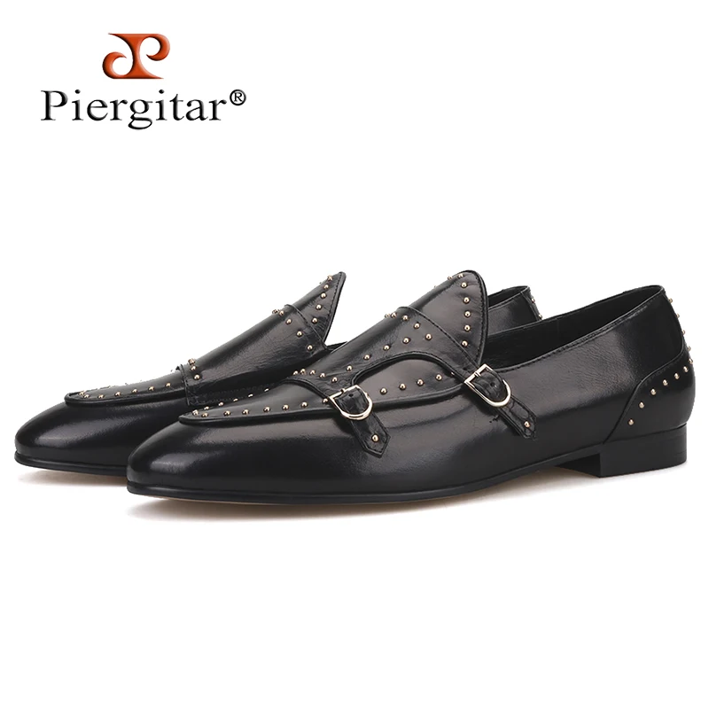 Piergitar brand 2019 Handmade spikes genuine leather men loafers Fashion party and wedding Men dress shoes smoking slippers | Обувь