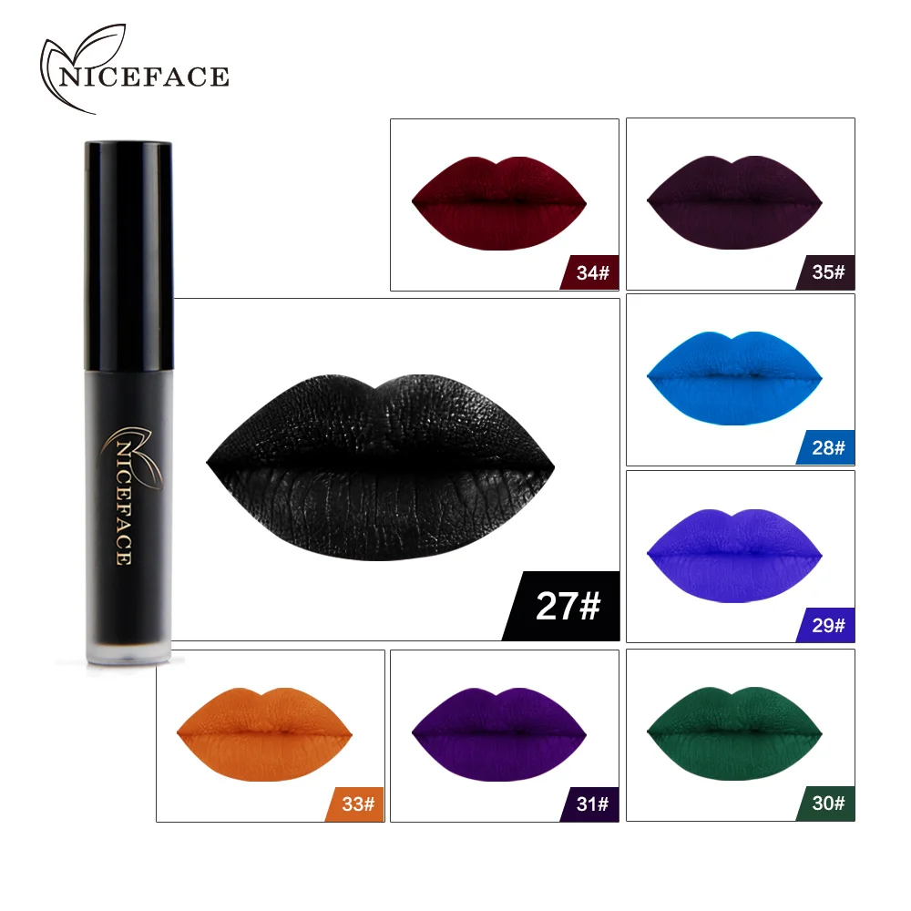Niceface Макияж для губ темно синий блеск бархатная Матовая жидкая губная помада
