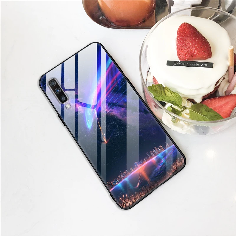 Для Samsung A70 чехол из закаленного стекла с принтом Чехлы для Galaxy Coque A 70 Жесткий