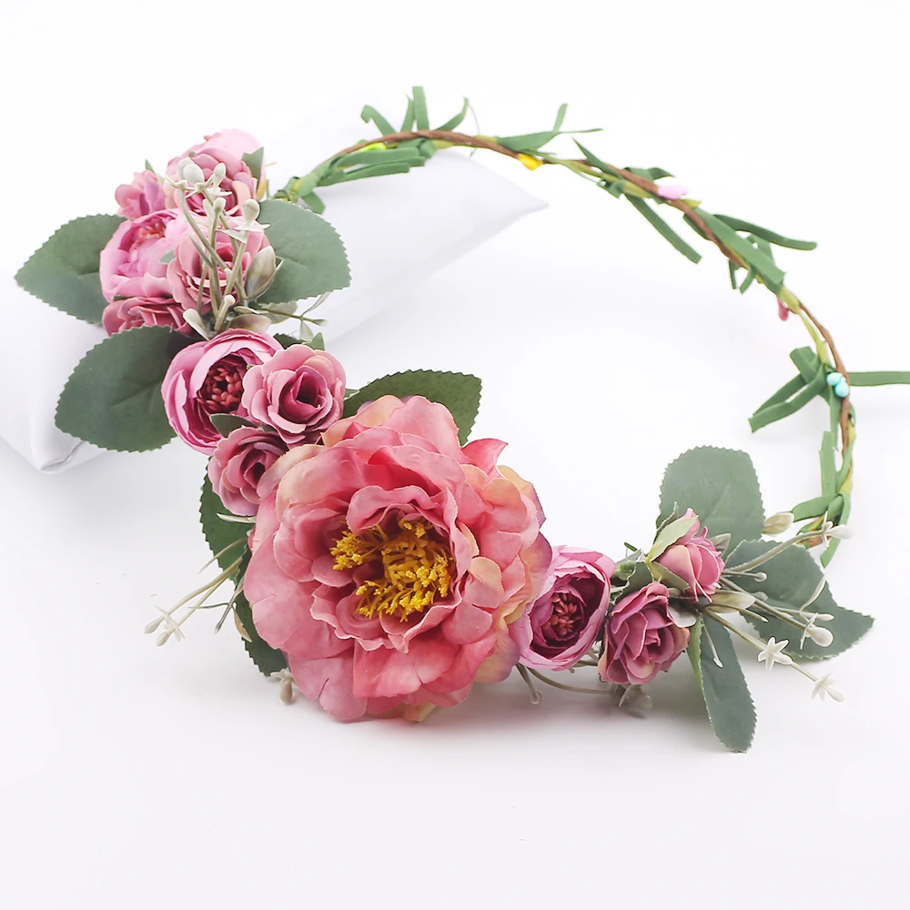 Bride Floral Garland Bohemian Flowers Hair Accessories for women Gum Female Fabric flower wedding headband |
