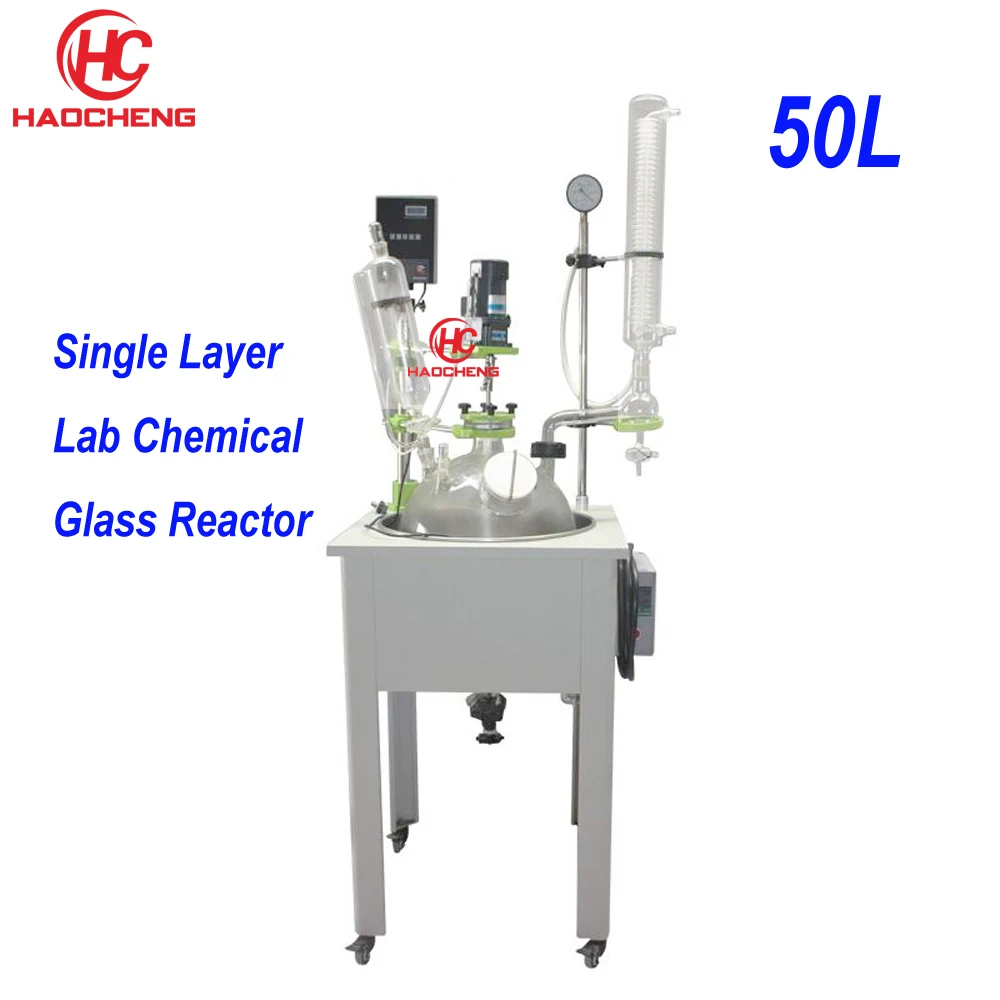 

Free Shipping,50L Lab Precise Temperature Control Single Layer Glass Reactor