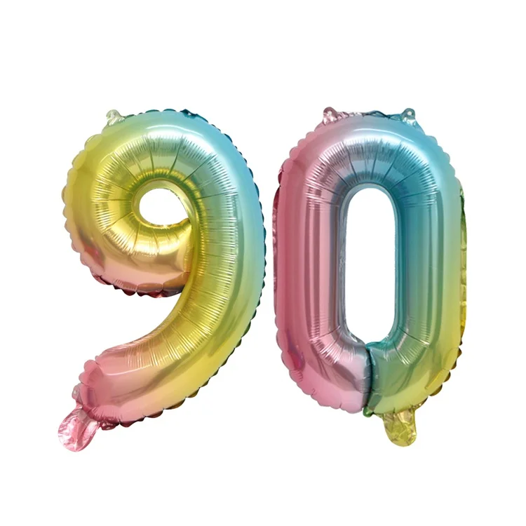 90 LAPHIL переливчатая Радуга номер Фольга воздушные шары 32 дюймов 18th 21st 30th 40th 50th 60th День рождения воздушные шарики для украшения для взрослых - Цвет: 90
