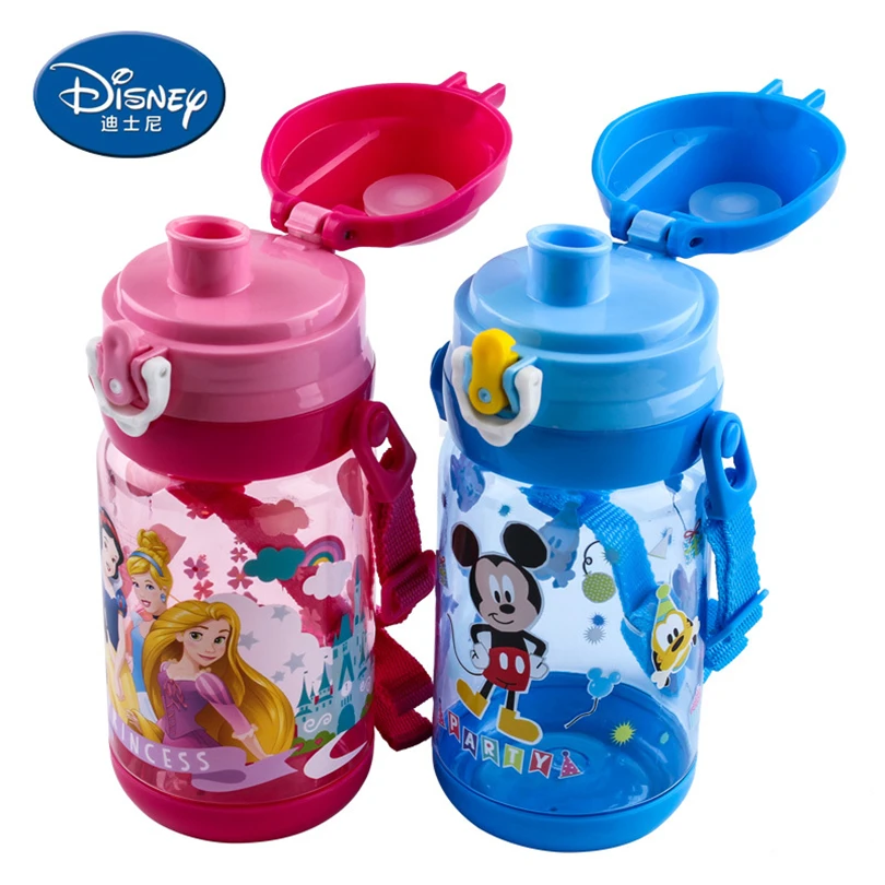 Disney Baby Feeding Bottle Cartoon Disney Princess Lovely Eco-friendly With lid Portable Hiking Portable lift rope Bottle 530ML