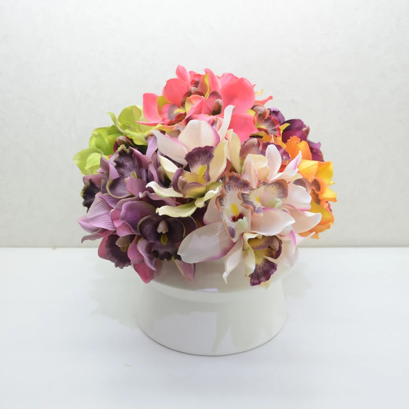 Разноцветные искусственные декоративные орхидеи с 7 цветками/шт. шелковые цветы