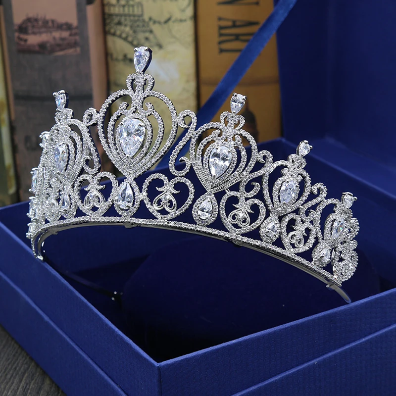 Роскошная AAA кубический цирконий барокко королева король большая корона
