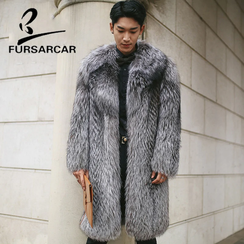 Новинка 2021 модное пальто FURSARCAR из натурального меха для мужчин зимняя длинная