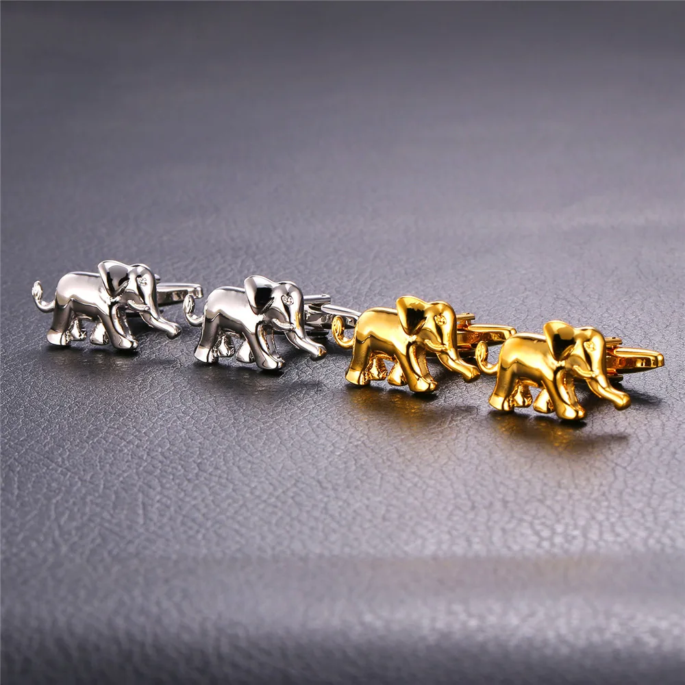 Запонки в виде слона золотого цвета мужские запонки животных с фирменной