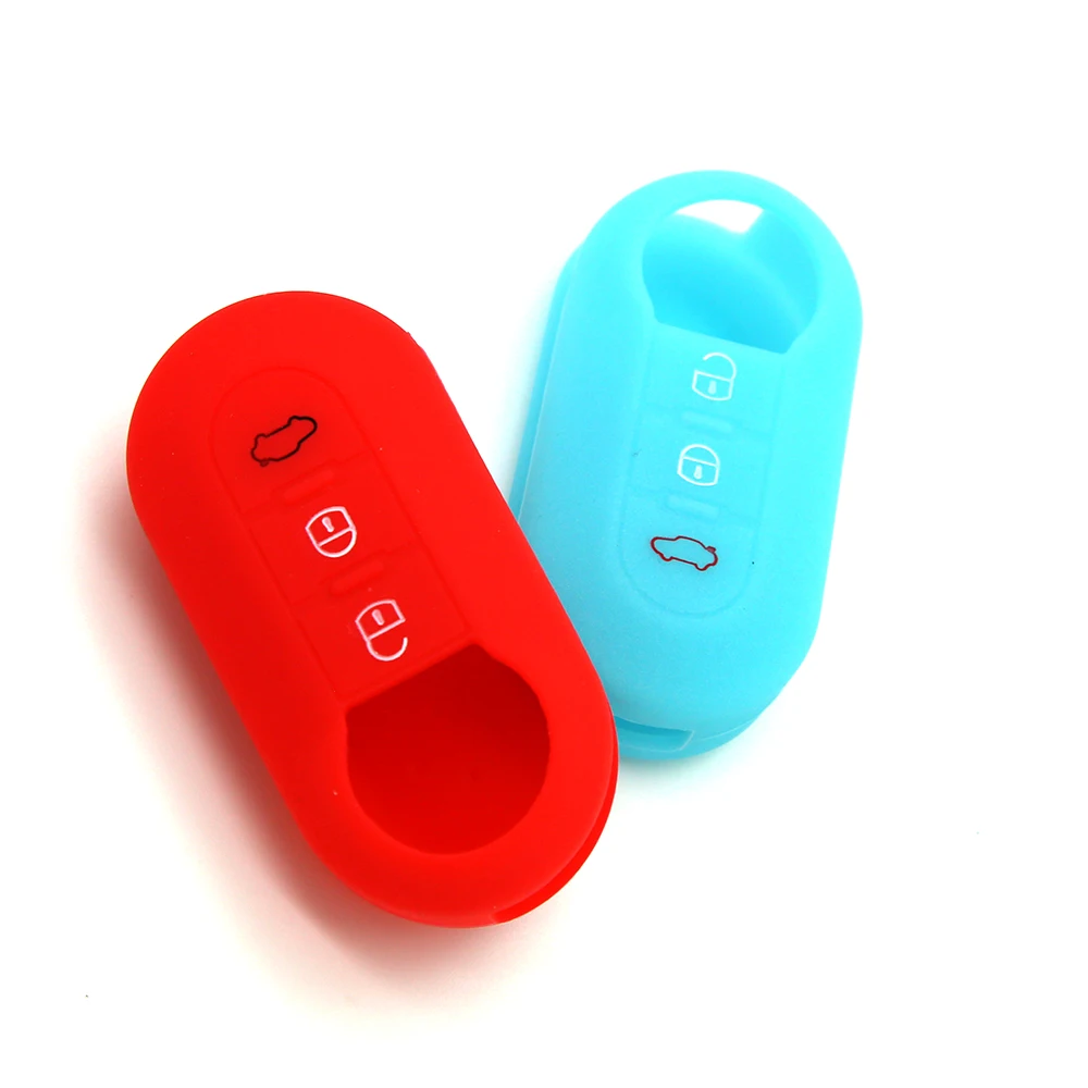 Buy 2 send 3 Button Silicone Key Protect Bag For FIAT 500 500L ABARTH Panda Punto Bravo Flip Car Cover Case Fob Car-styling | Автомобили и