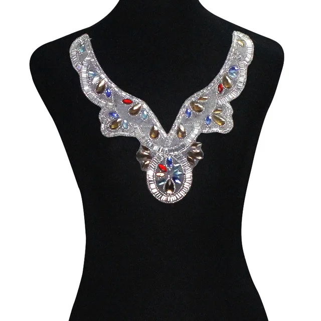 1 шт. белые бусины цветные стразы Кристальный вырез воротник горячая фиксация