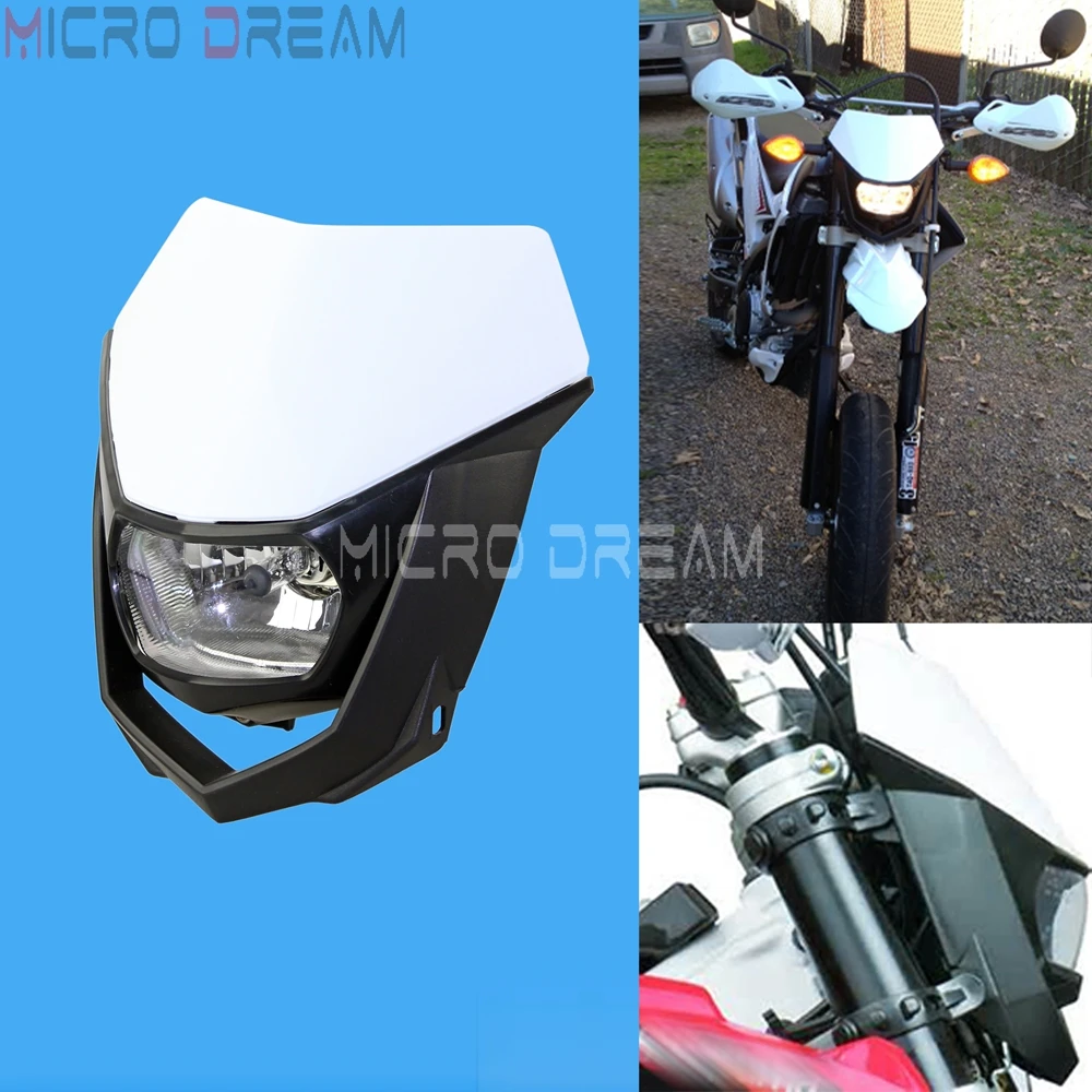 Мотокросс Белый головной светильник Enduro MX Универсальный H4 12V 35/35 Вт светодиодные