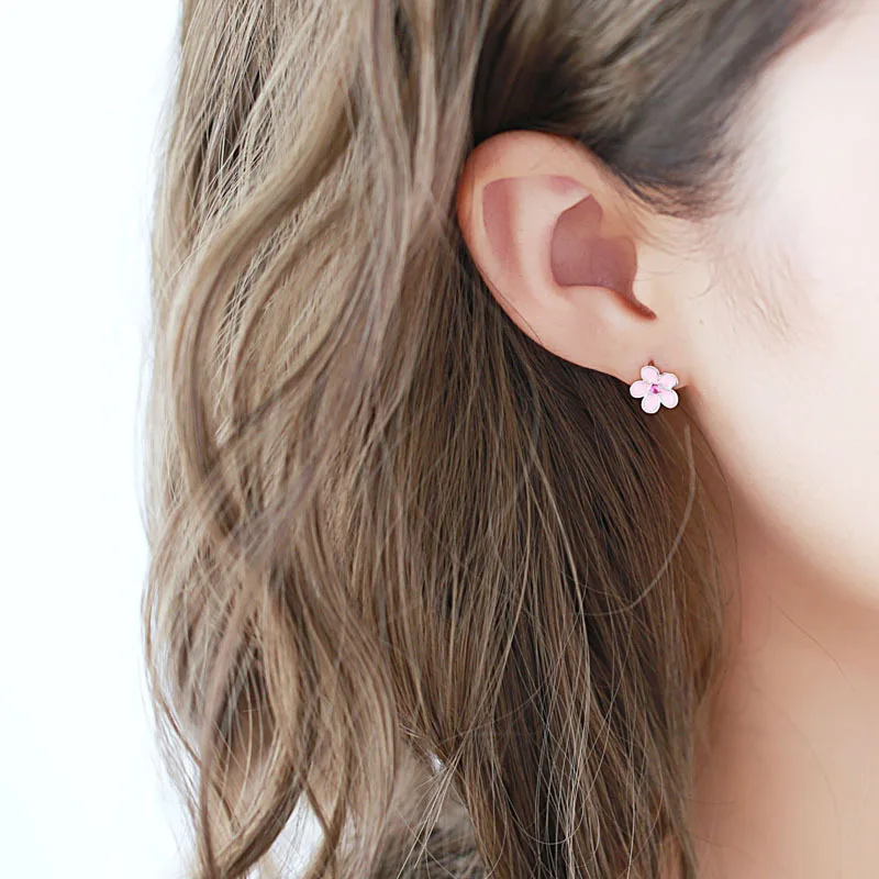 Розовый Peach Blossom серьги 100% стерлингового серебра 925 ювелирные гипоаллергенный для