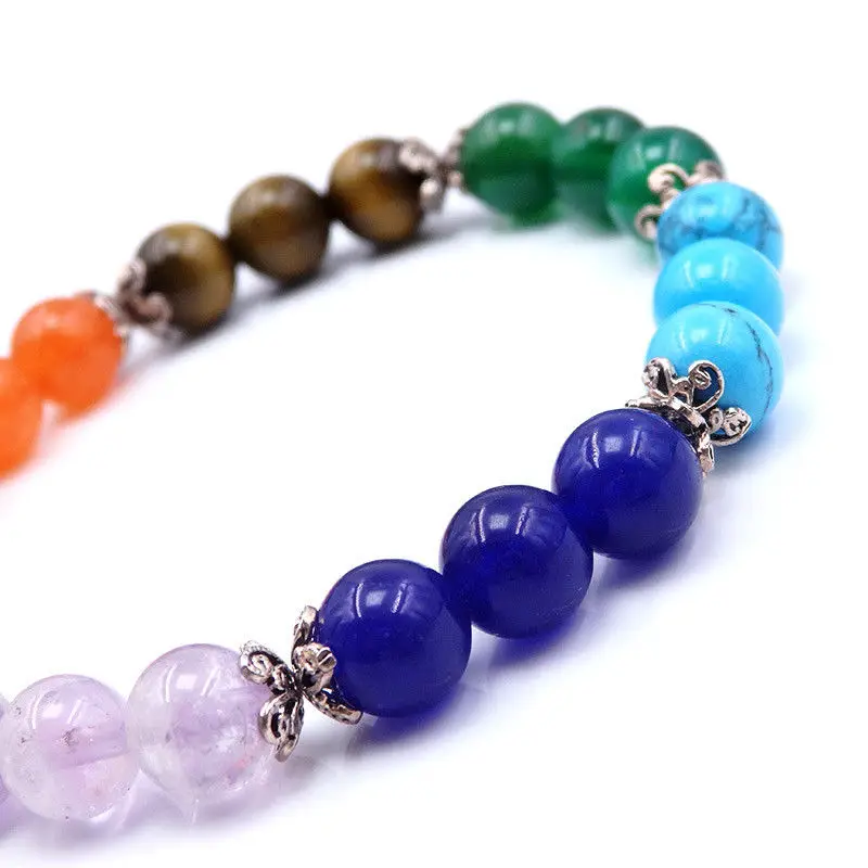 MOROW Fashion Handmade Charm Natural Colourful Crystal Turquoises Round Beads Stone Womens Bangle Jewelry Bracelet for Gift | Украшения и