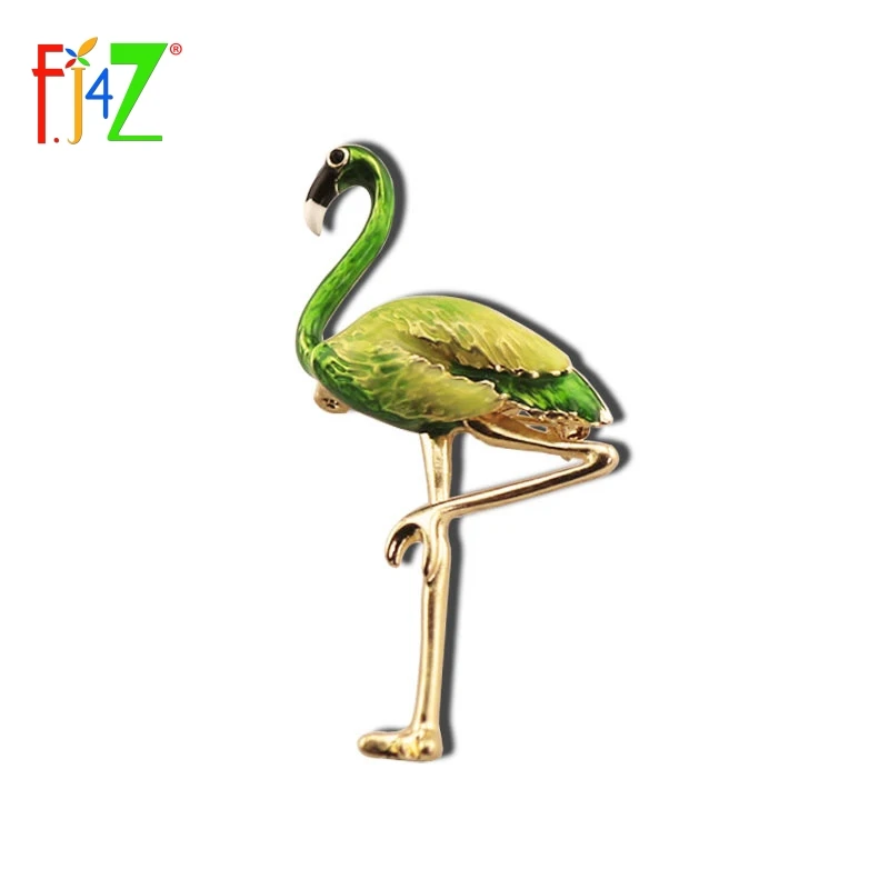 

F.J4Z New Hot Female Fashionable Lovely Red - Crowned Cranes Brooch Pins Fancy Smooth Animals Metal Brooches