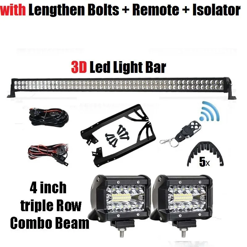 Full kit and B060B3C RACBOX 5" 300 Вт светодиодный свет бар комплект 4" светодиодный свет работы лобового стекла кронштейн с Беспроводной Управление для JEEP Wrangler JK 07-17 - Цвет: Full kit and B060B3C