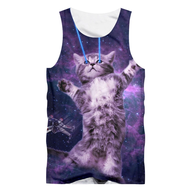 Топ OGKB Мужской без рукавов фиолетовый топ с объемным принтом Галактики майка в
