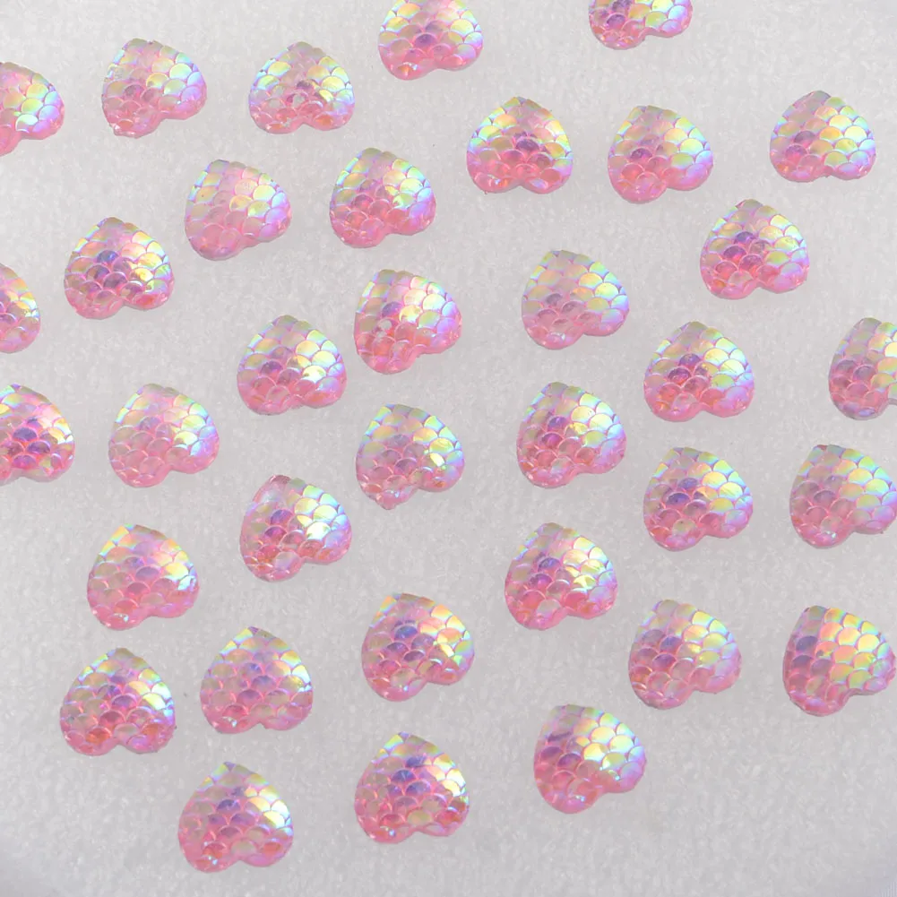 BOLIAO Новые 30 шт. 12*12 мм (0 47*0 47 дюйма) в форме сердца рыбья чешуя розовые полимерные