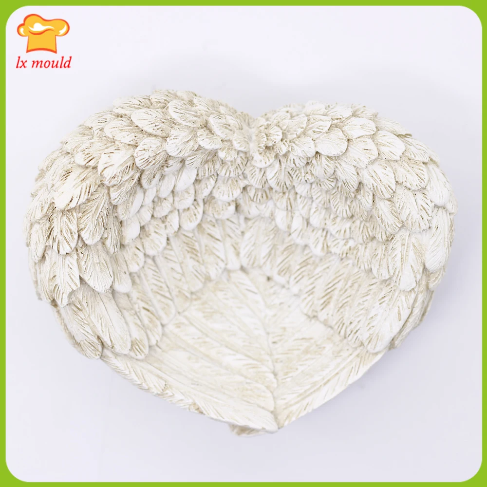 Angel Wings Silicone Mould Plaster Base Tools 3D Heart Shaped Feather Wing Soap Mold | Дом и сад